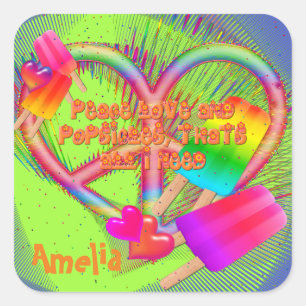 Paz Amor y Pegatinas de Popsicles Square
