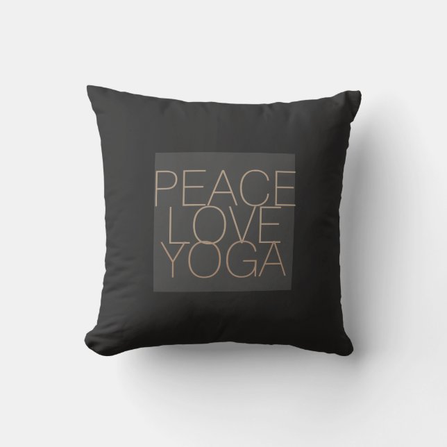 paz amor yoga cita almohada de gris (Anverso)