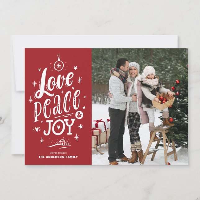 Paz de amor rojo y Navidad de letras de alegría fo (Anverso)