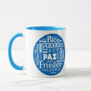 Paz de la taza con estilo azul/blanco en múltiples