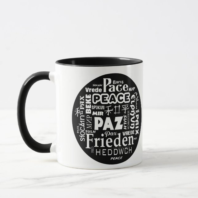 Paz de la taza de café en varios idiomas (Izquierda)