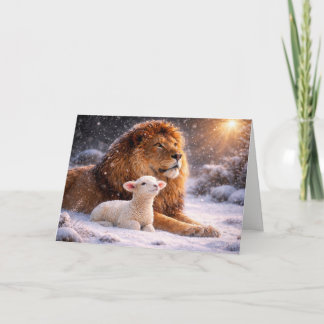 Paz de Navidad con León y Cordero Nieve Luz Sagrad
