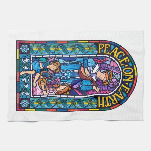 Paz del ` de la toalla de té en vidrio manchado de (Horizontal)