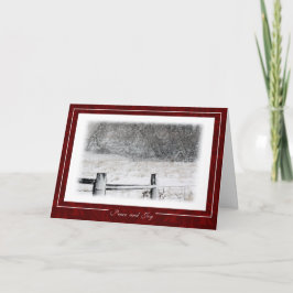 Paz del navidad y escena del invierno Nevado de la