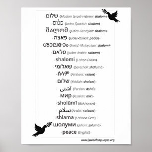 Paz en 17 idiomas hablados por Posters judíos