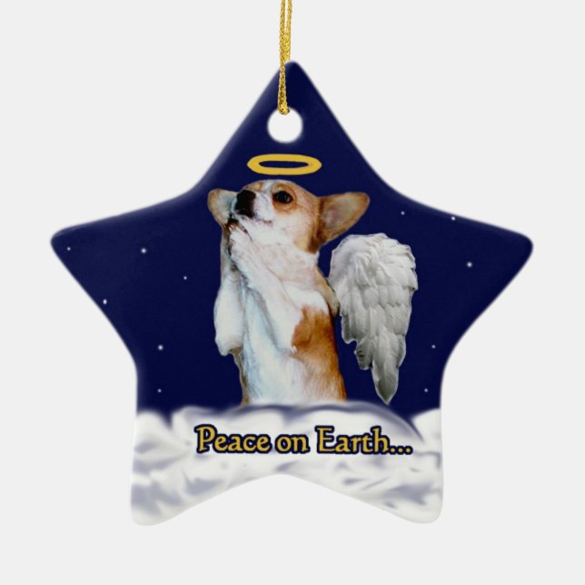 Paz en el ornamento de la estrella del ángel de (Frente)