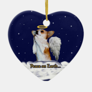 Paz en el ornamento del corazón del ángel de Dott