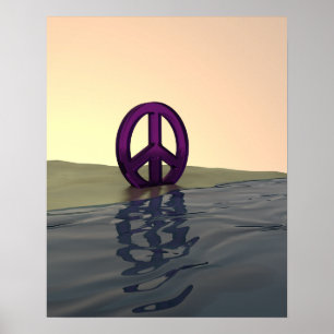 Paz en un Poster de arte digital en una playa