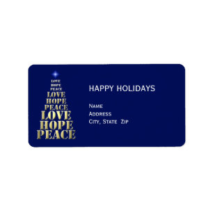 Paz, esperanza, etiqueta del remite del navidad