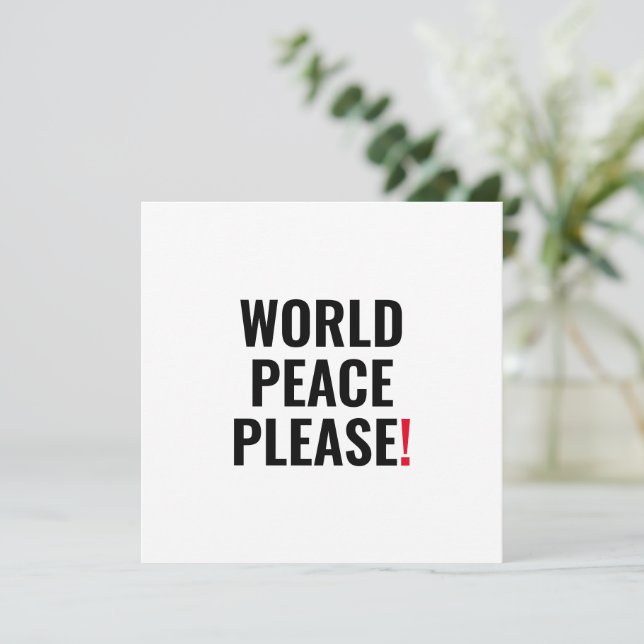 Paz mundial por favor blanco rojo negro sin tarjet (Anverso de pie)