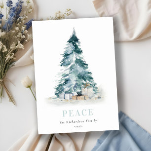 Paz Nieve Acuarela Pino Árbol de Navidad Regalos