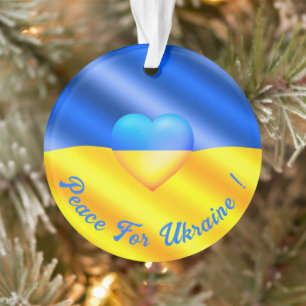 Paz para Ucrania Ornamento de Navidad Bandera de U