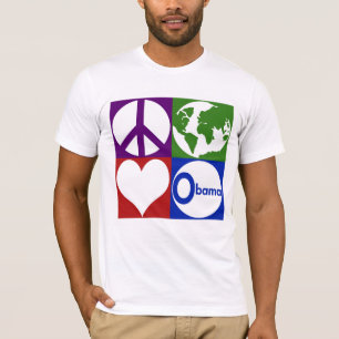 Paz, tierra, amor, camiseta de Obama