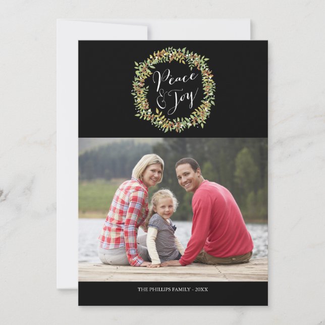 Paz y alegría - Tarjeta fotográfica de Navidad (Anverso)