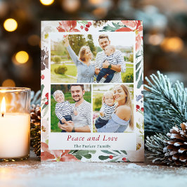 Paz y amor Holly Berries Floral Navidad 3 Foto