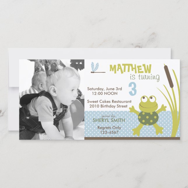 PC de invitación de cumpleaños de Rana de Natación (Anverso)