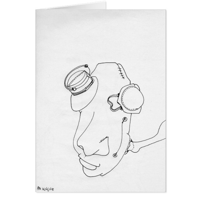 PDD Tarjeta de doodles de cibercara de dibujos de  (Frente)