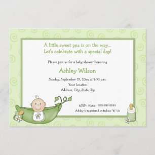 Pea en las invitaciones a la ducha para bebés Pod