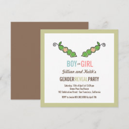 Pea en Pod Gender Reveal Invitación de Baby Shower