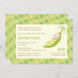 Pea en una invitación a Baby Shower Neutral para P