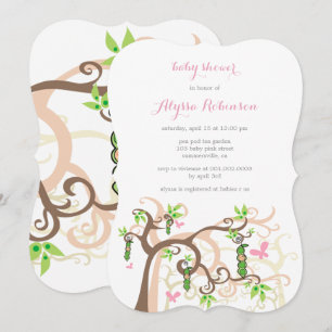 Pea Rosa En La Invitación Baby Shower Del Chica De