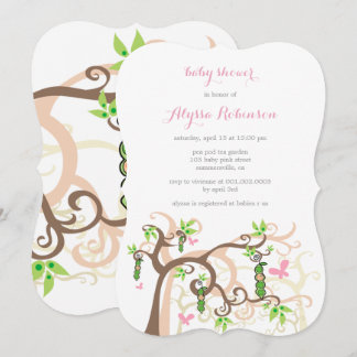 Pea Rosa En La Invitación Baby Shower Del Chica De