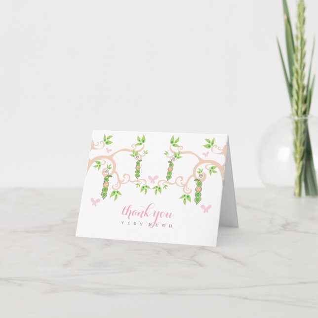 Pea Rosa En Una Tarjeta Baby Shower De Agradecimie (Anverso)