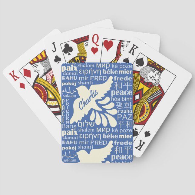 PEACE en muchos idiomas cartas de juego de nombres (Reverso)