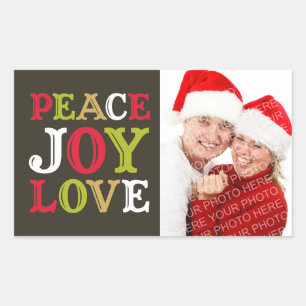 PEACE JOY LOVE carta en bloque etiqueta de foto de