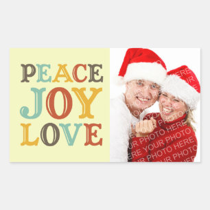 PEACE JOY LOVE carta en bloque etiqueta de foto de