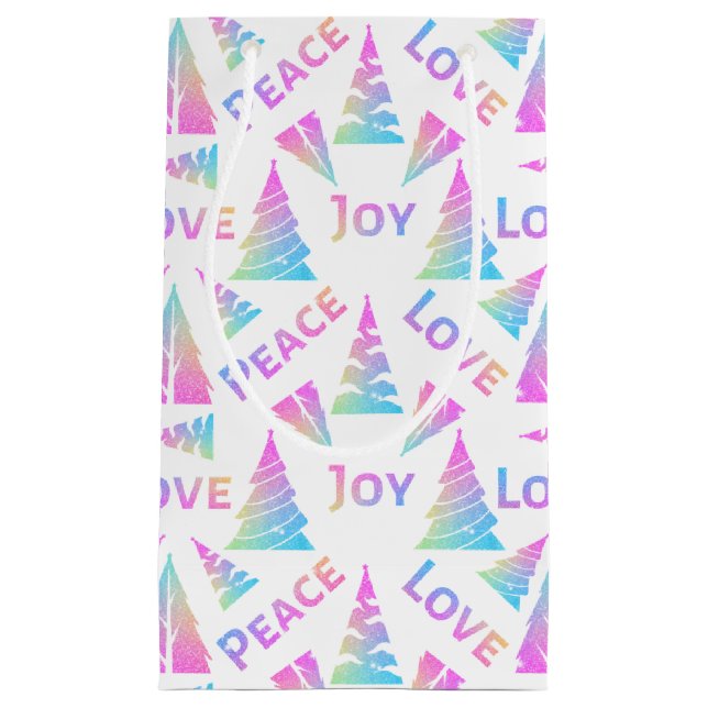 Peace Joy Love Christmas Tree Pequeño Bolsa de Reg (Anverso)