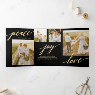 Peace Joy Love EDITABLE COLOR Triple tarjeta de va