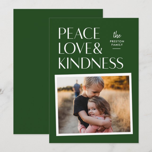 Peace Love and Kindness Holiday Tarjeta fotográfic (Anverso / Reverso)