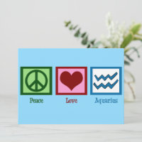 Peace Love Aquarius Rótulo Cute Blue Birday Card