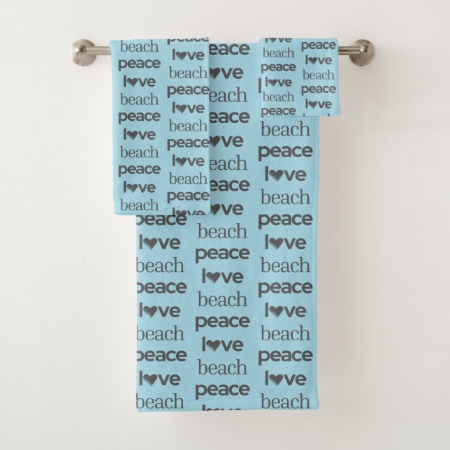 Peace Love Beach -Blue Coastal Life Bathroom Decor (In situ)