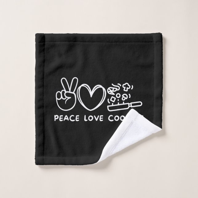Peace, Love Cooking Retro Cooking Lover Chef Food  (Toallita)