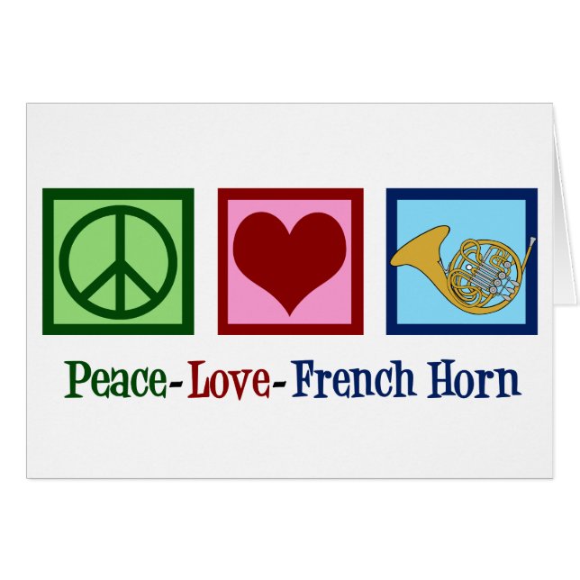 Peace Love French Horn Player Card (Anverso (Horizontal))