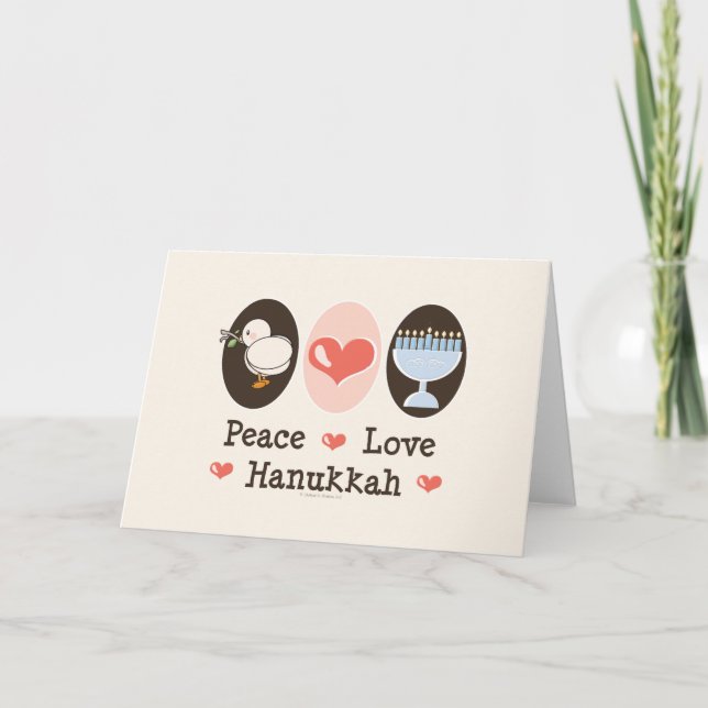 Peace Love Hanukkah Tarjetas de felicitación (Anverso)