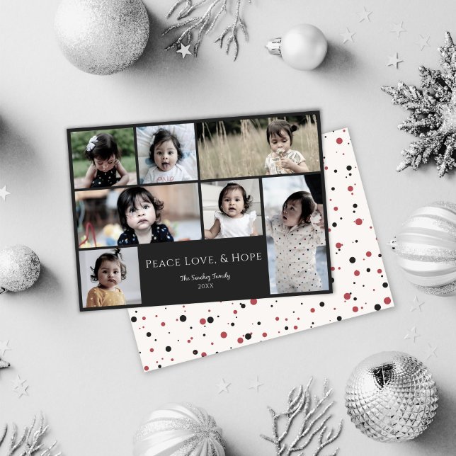 Peace Love Hope Black Photo Navidad tarjeta de vac (Subido por el creador)