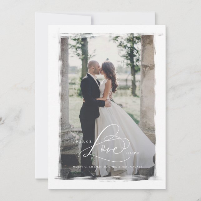 Peace Love Hope Tarjetas de Navidades recién casad (Anverso)