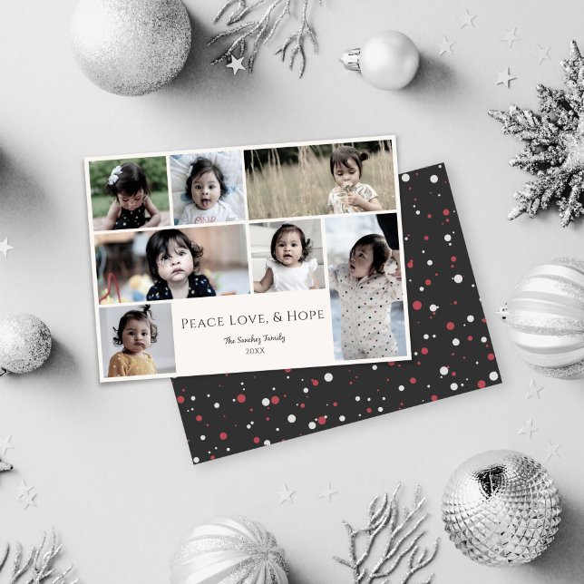 Peace Love Hope White Photo Navidad tarjeta de vac (Subido por el creador)