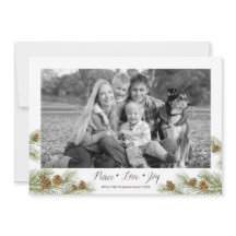 Peace Love Joy - Tarjeta fotográfica de Navidad