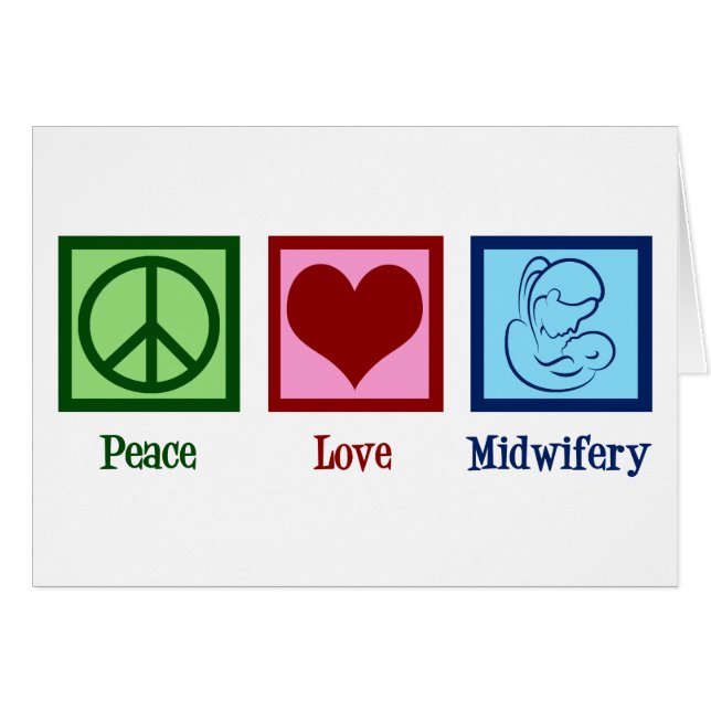 Peace Love Midwifery Cute Comadrona Card (Anverso (Horizontal))