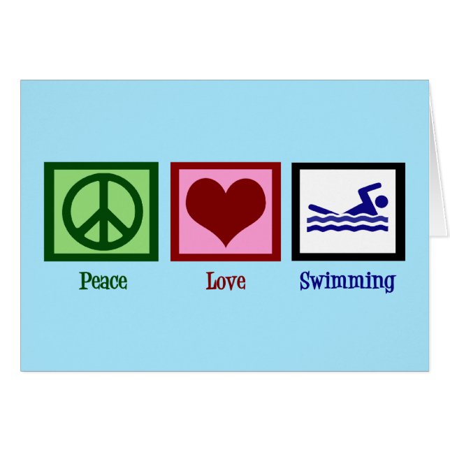 Peace Love Natación Cute Swite Team Blue Card (Anverso (Horizontal))