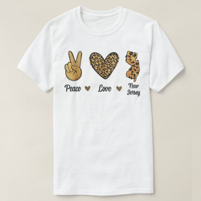 Peace Love New Jersey Leopard Flag Map Souvenirs M (Diseño del anverso)