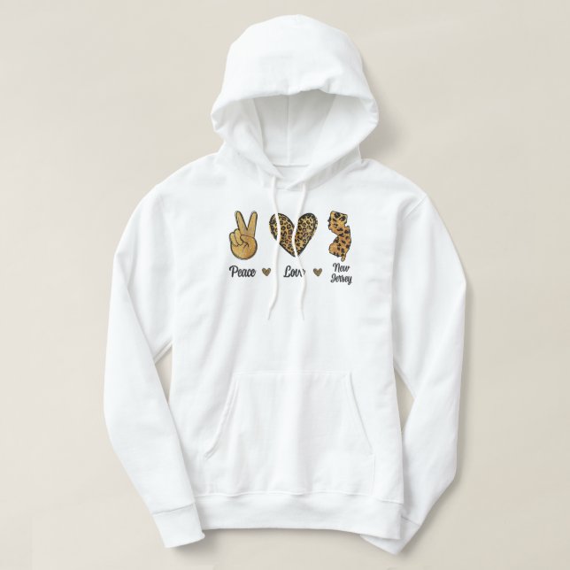 Peace Love New Jersey LeoparFlag Map Souvenirs M (Diseño del anverso)