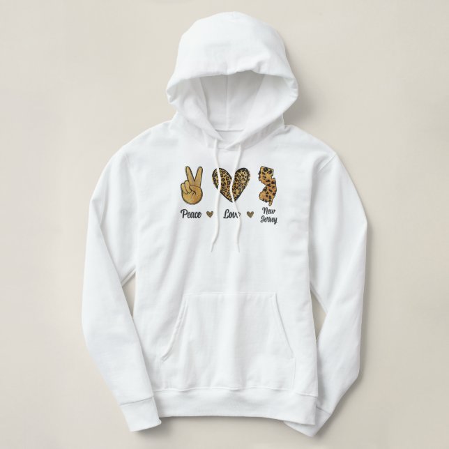 Peace Love New Jersey LeoparFlag Map Souvenirs M (Diseño del anverso)