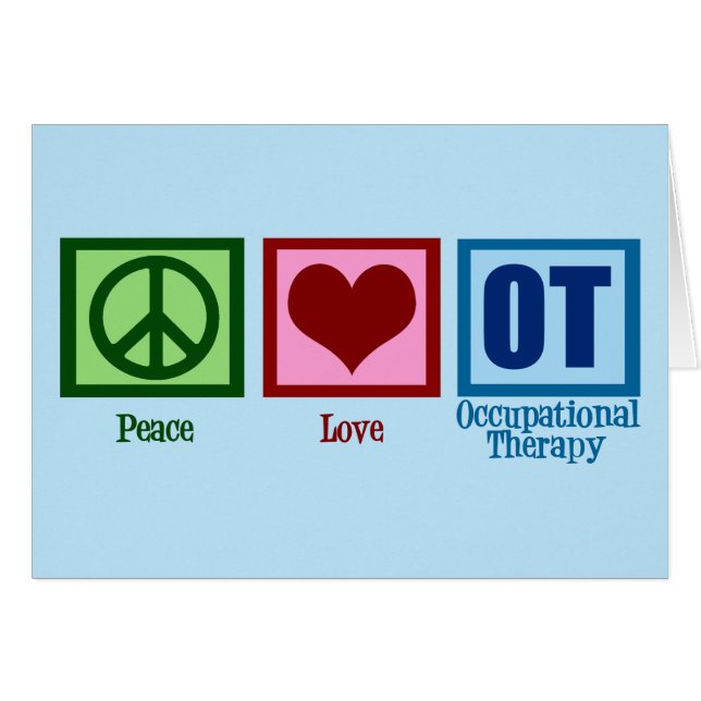 Peace Love Ocupation Therapation Blue OT Card (Anverso (Horizontal))