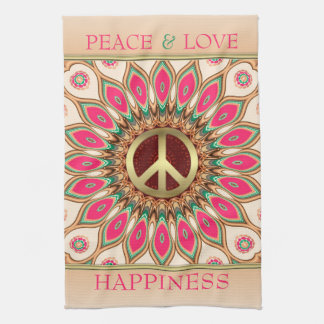 Peace Love Pink Sunflower Tea Toalla