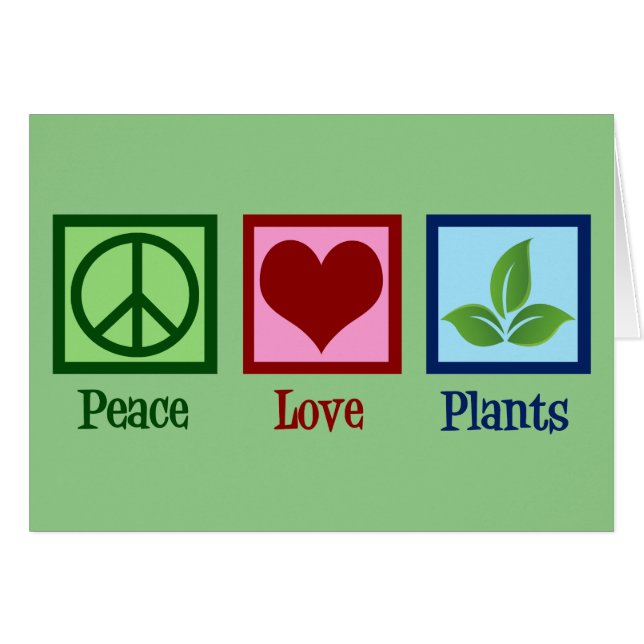 Peace Love Plants Cute Plant Nursery Holiday Card (Anverso (Horizontal))